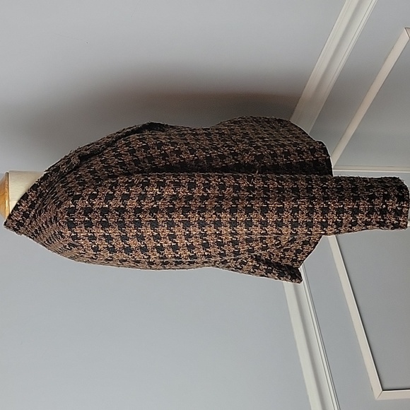 STYLE & CO. Petite Brown Black Tweed Houndstooth 3 Button Lady Jacket Blazer 14P - Picture 4 of 10